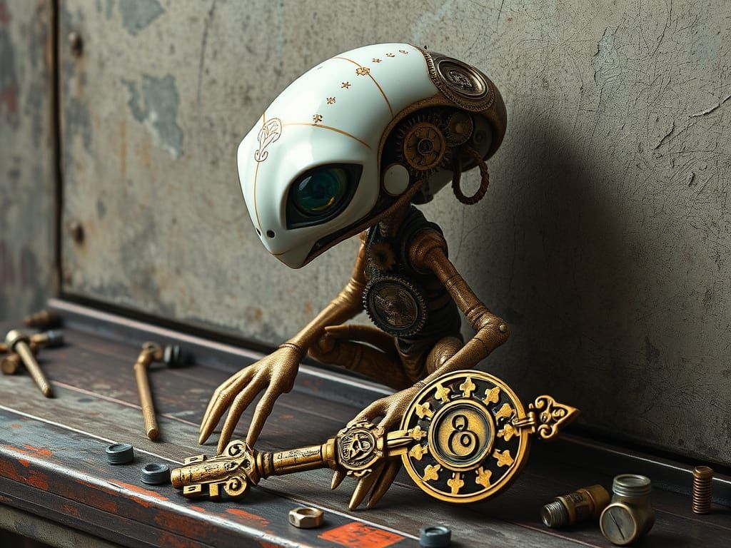 Steampunk Alien Toy Frozen in Time