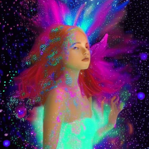 Holographic Cosmic Fairy in Glitter Water