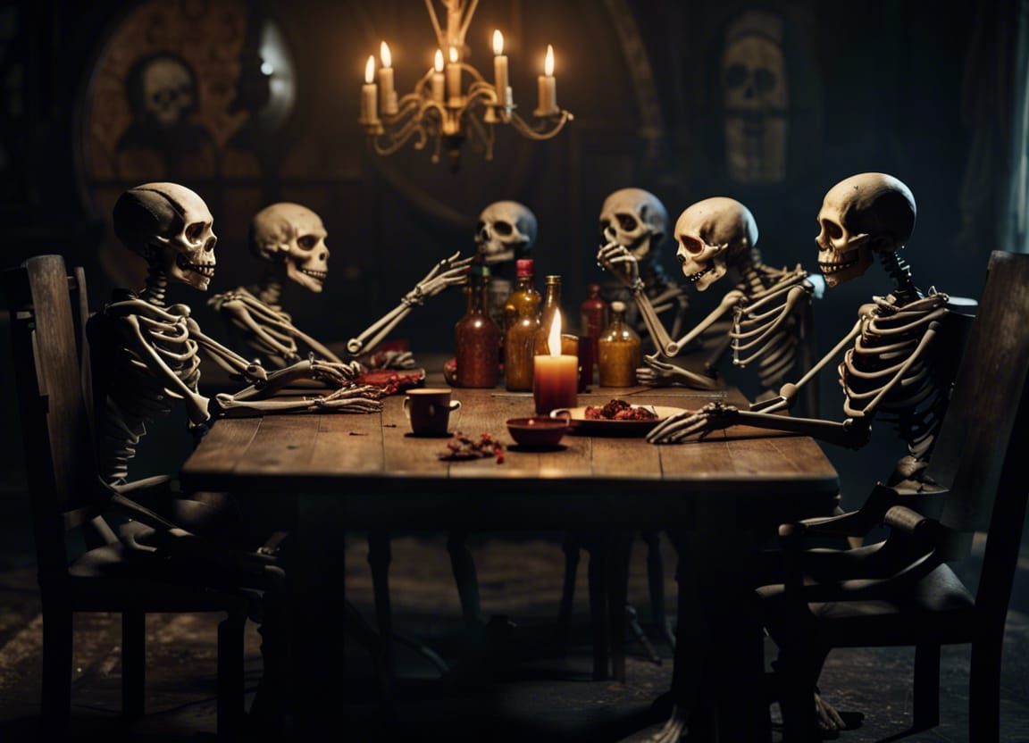 Day of the Dead Skeletons Celebrate in Fantasy Horror