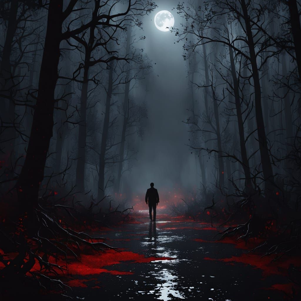 Ethereal Teen Boy in Moonlit Forest