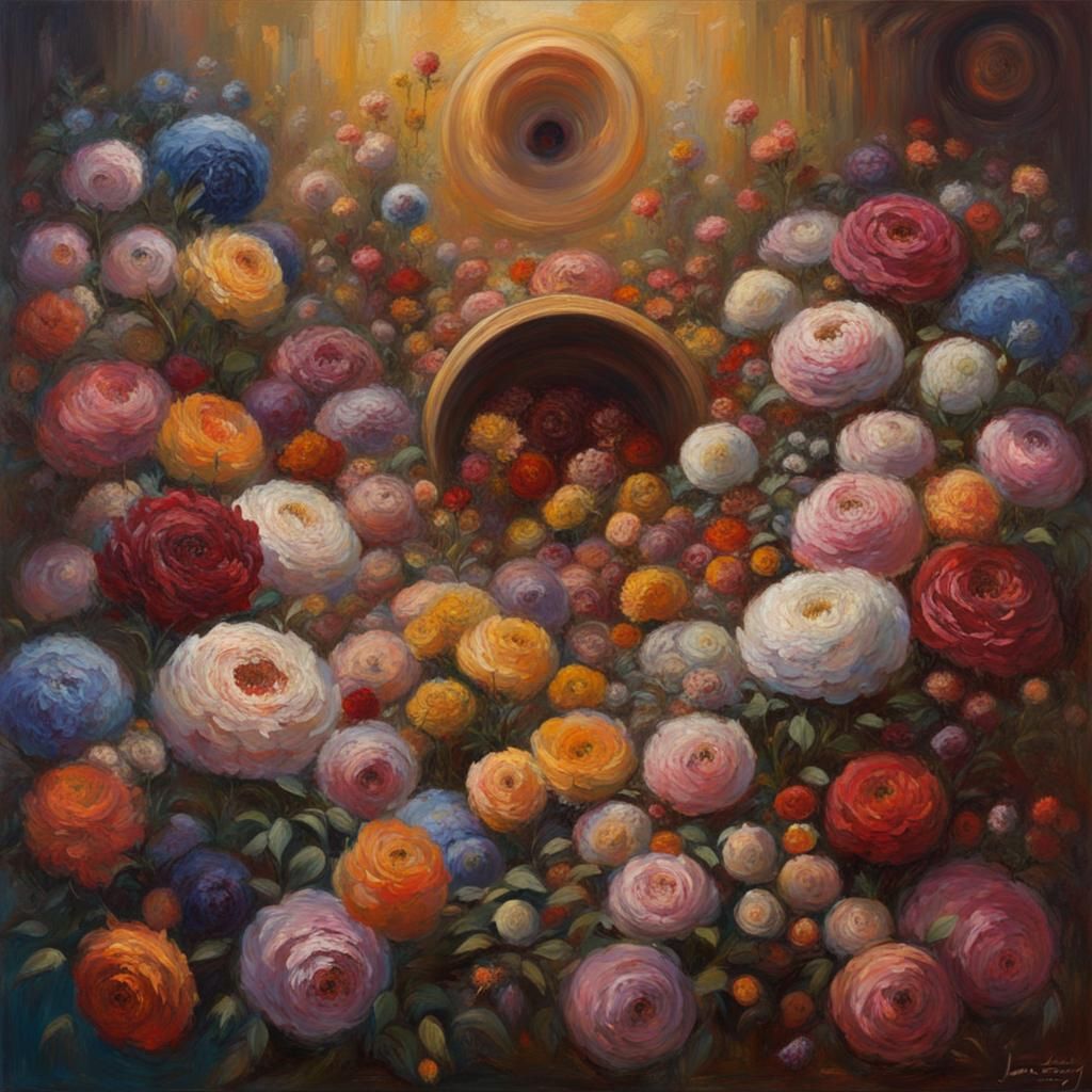Cosmic Bouquets: An Oil Painting Masterpiece