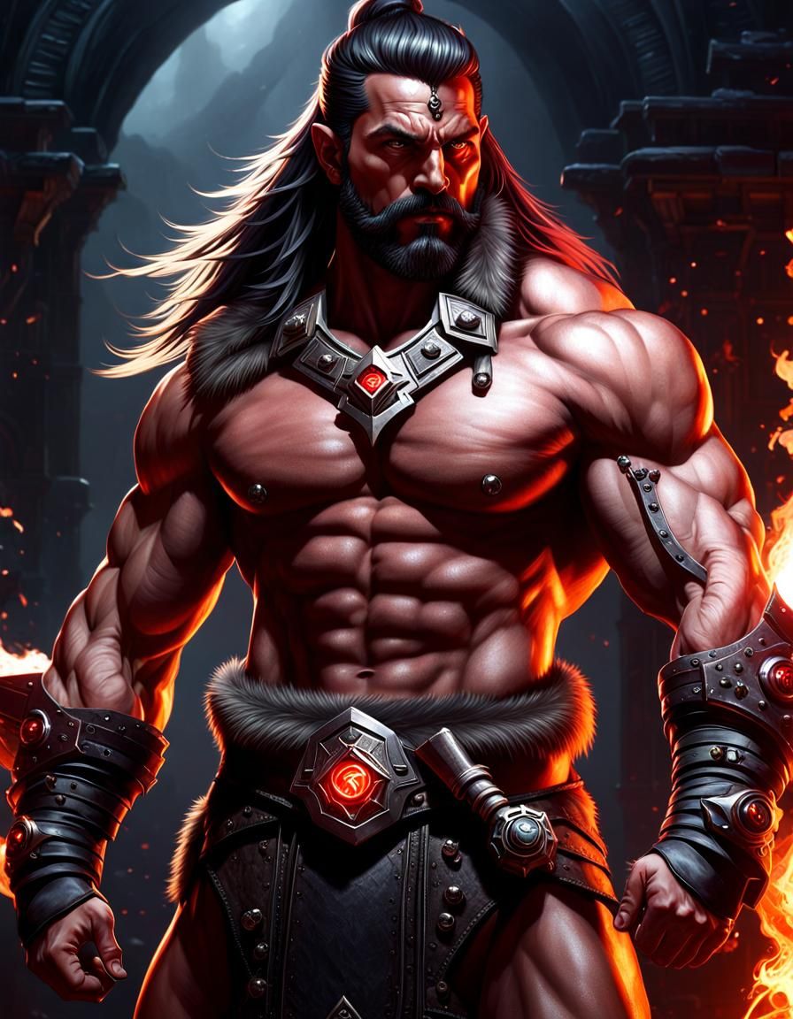 Menacing Sci-Fi Barbarian in Dark Fantasy Style