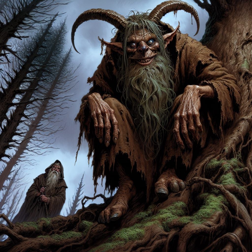 Mossy Faun Towering in Darkness, Sinister Satyr Lurking in t...