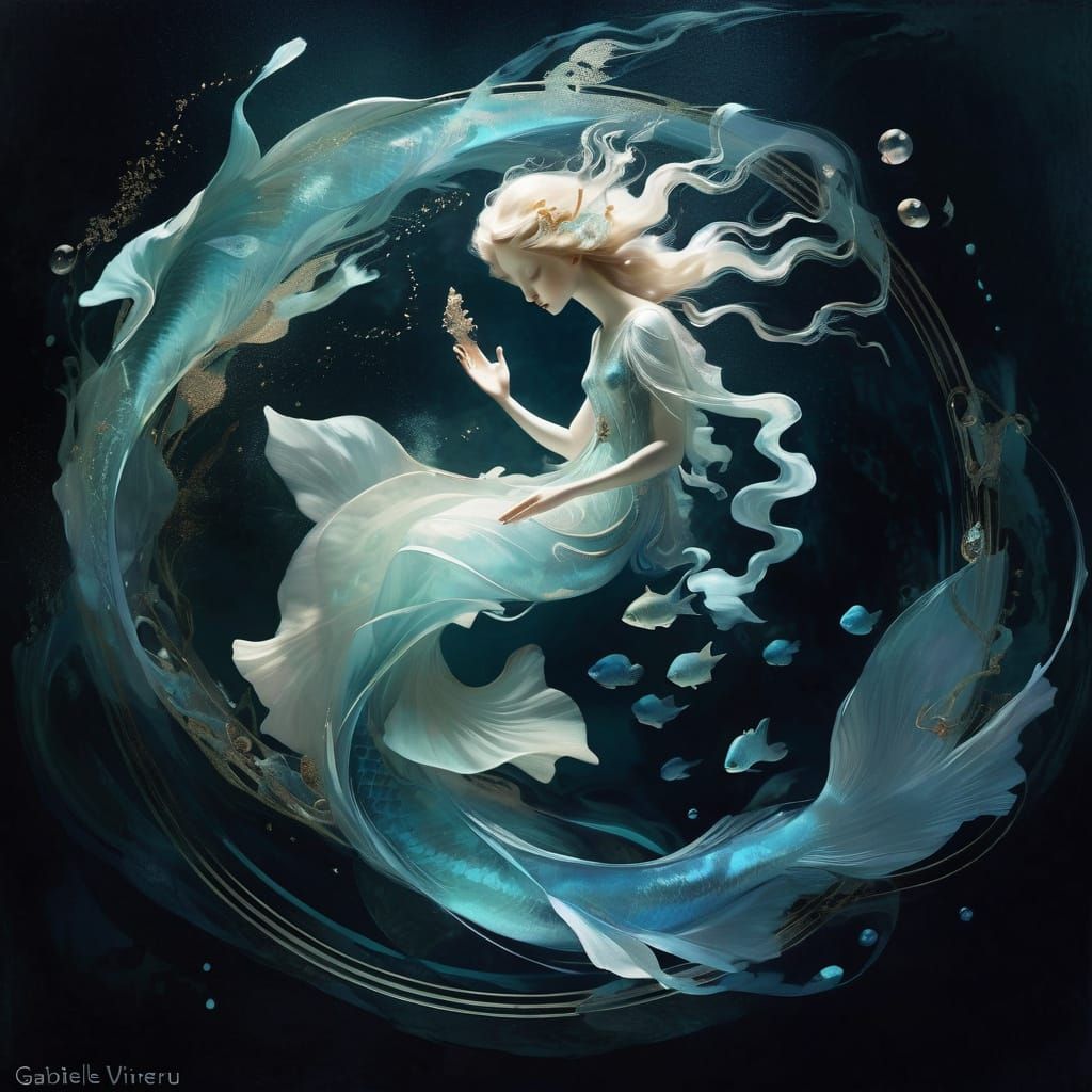 Mystical Aquatic Dreams in Soft Watercolor