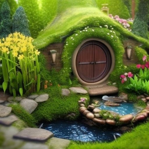 Lord of the Rings Hobbit Garden with Bilbo Statue