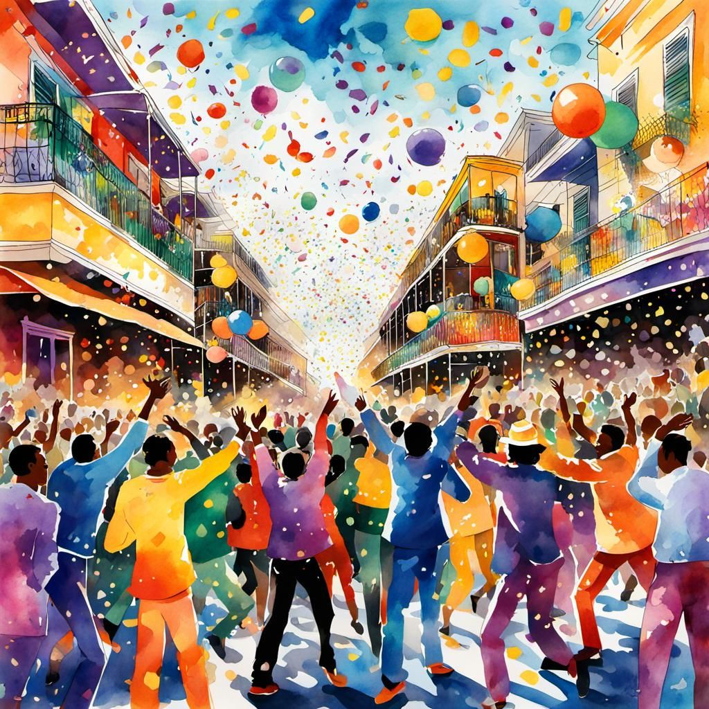 Mardi Gras Carnival: Vibrant Manga Illustration