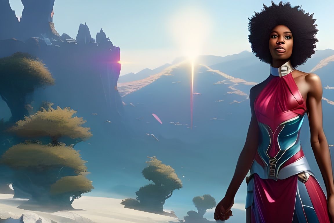 Dieselpunk Girl with Afro, Digital Oil Painting