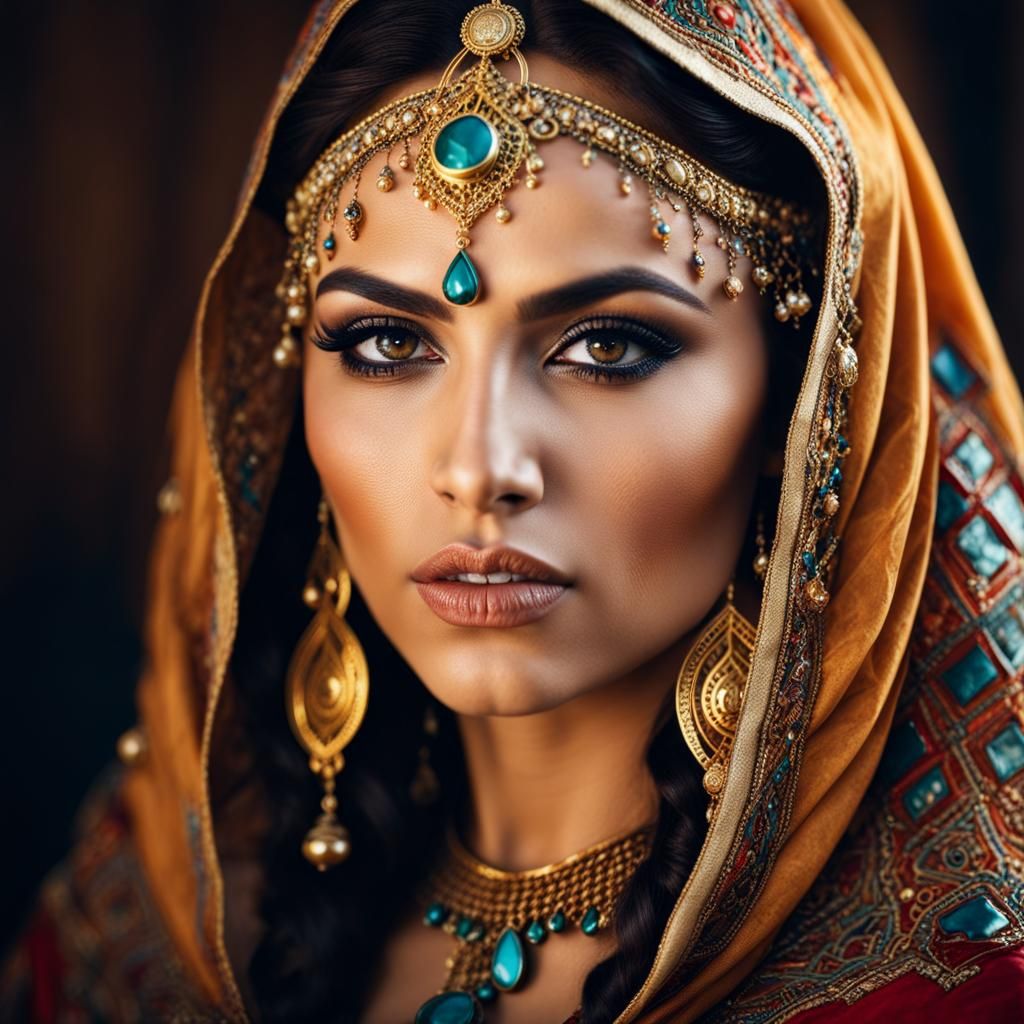 Middle-Eastern Beauty in Ornate Moroccan Costume