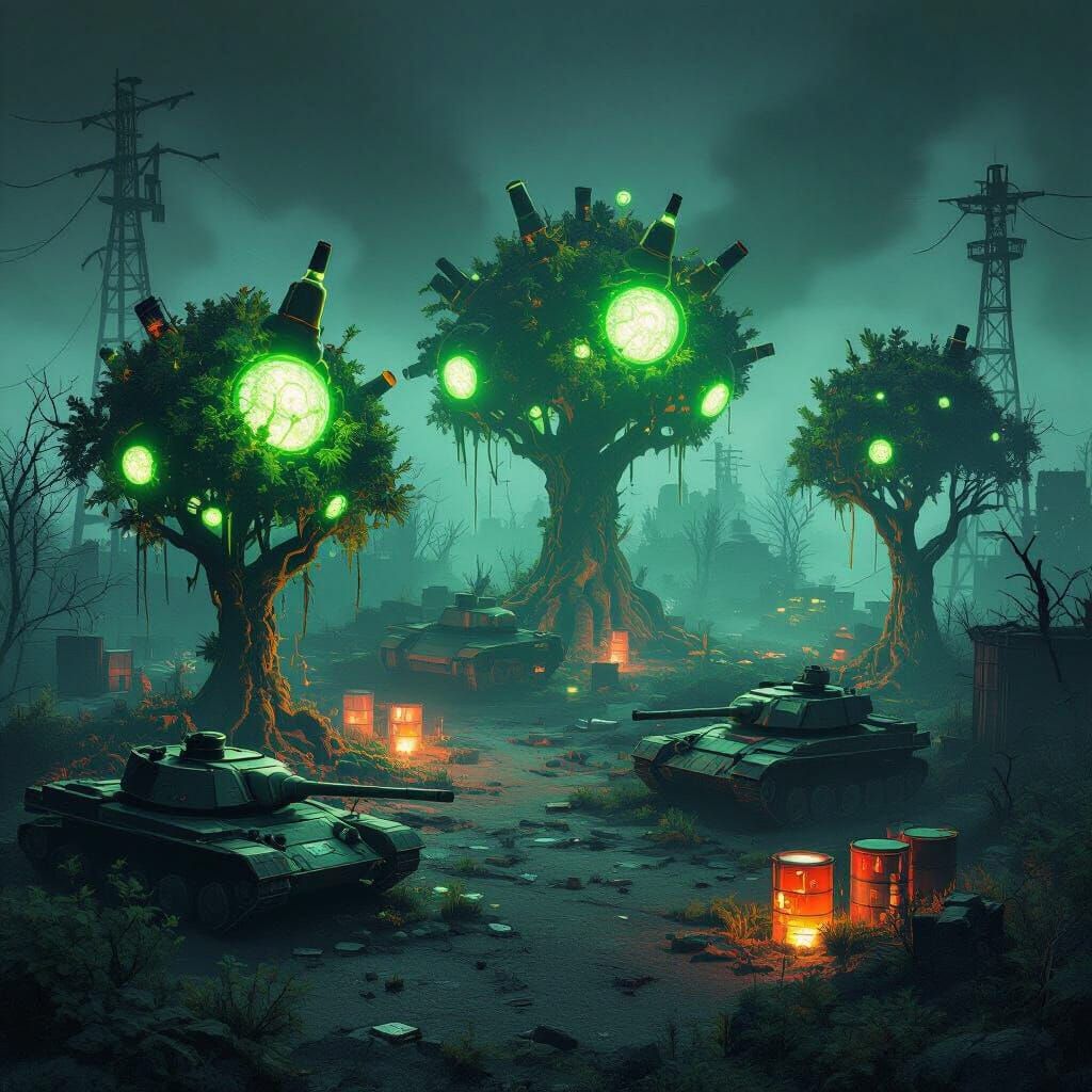 Radioactive Nuclear Garden in Post-Apocalyptic Wasteland
