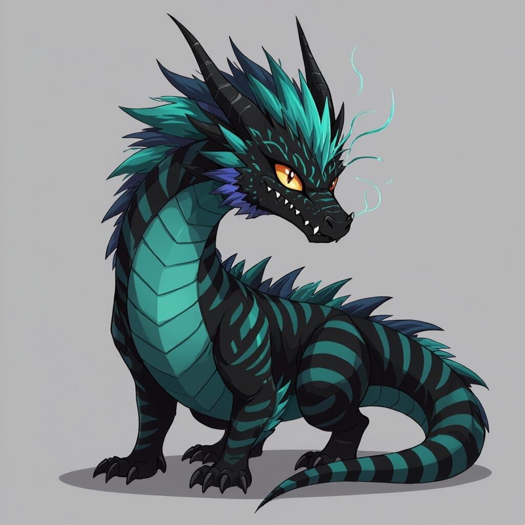 Stylized Anime Dragon with Emo Hair