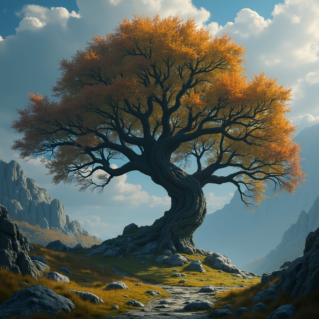 Celtic Rowan Birth Tree: Detailed Matte Painting