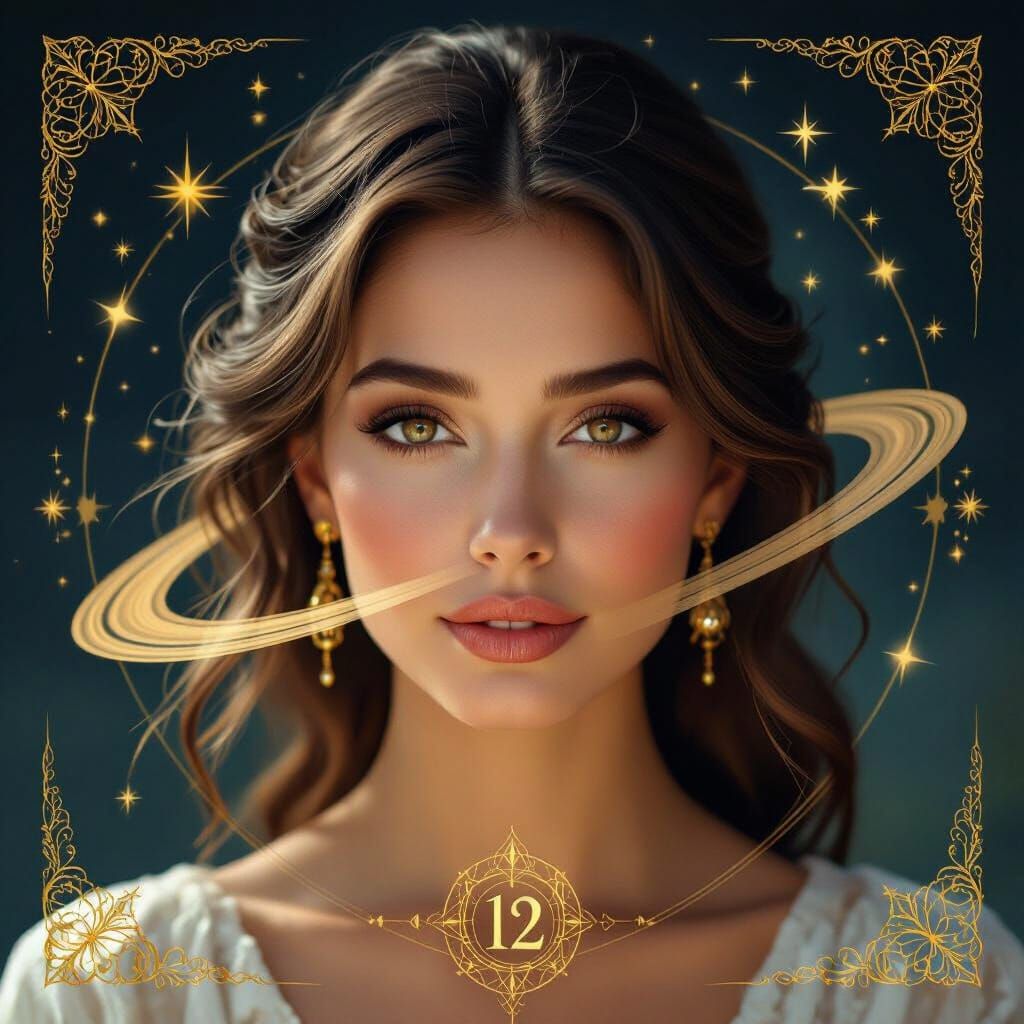 Soulmate Portrait: Capricorn Woman with Celestial Tarot Art