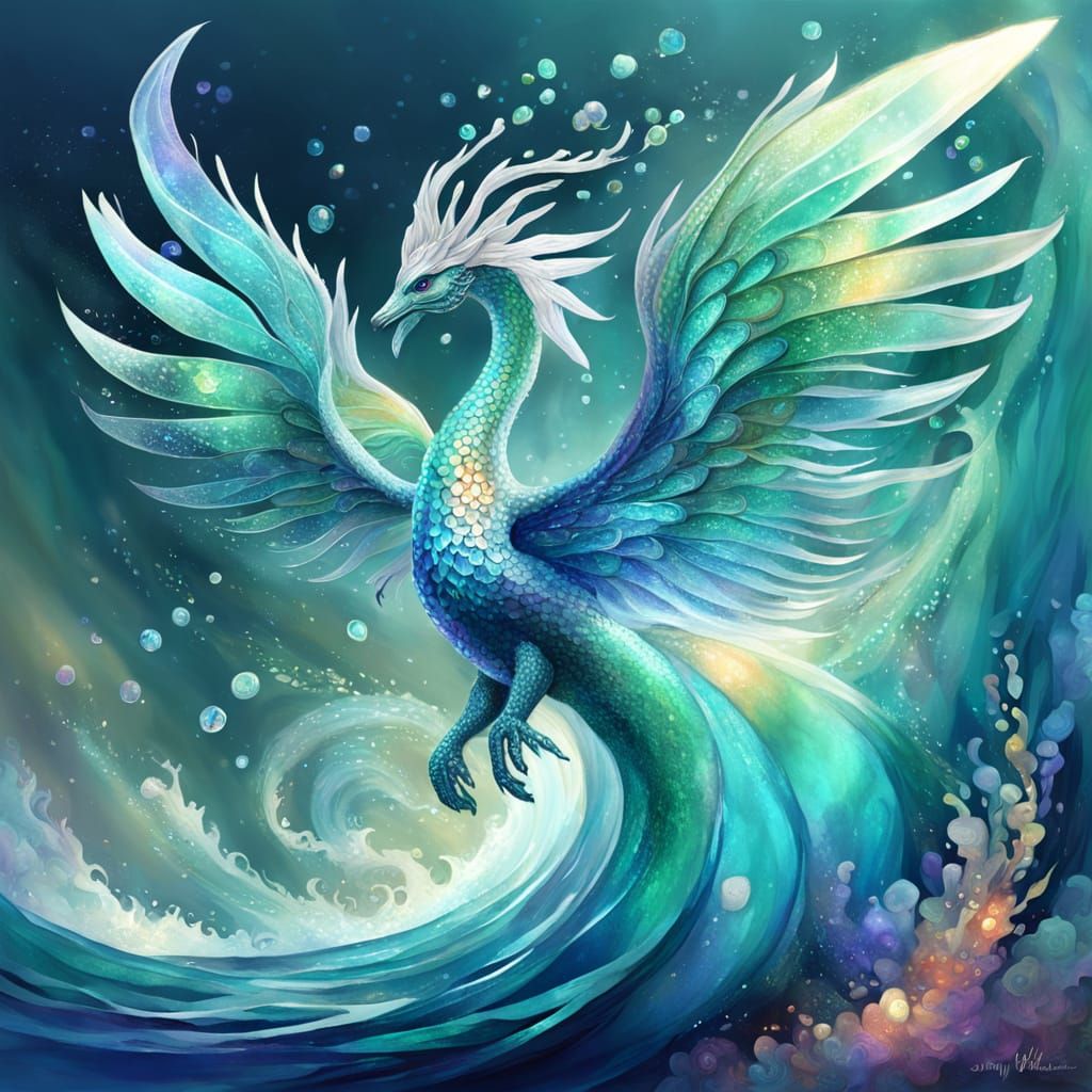 Mythical Creature of Polished Ocean Glass and Seafoam