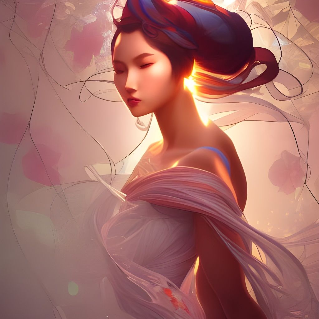 Serene Filipina Portrait in Art Nouveau Style