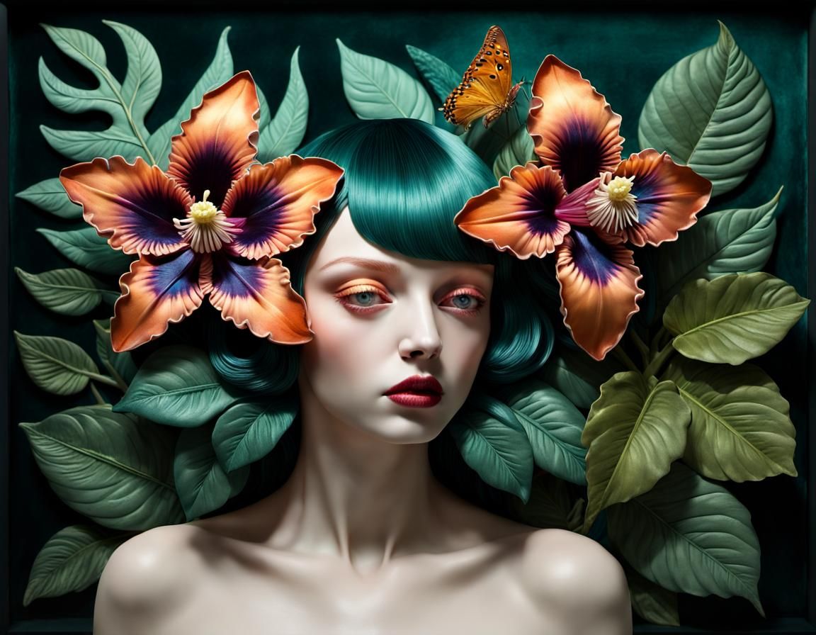 Dark Velvet Flower Semisculpture Diorama