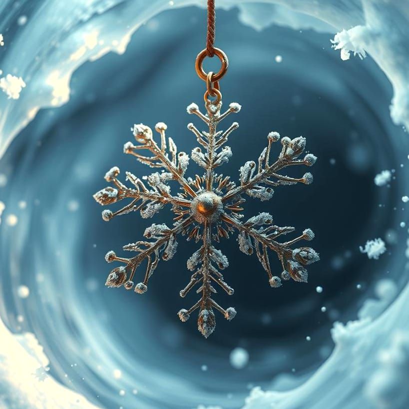 Steampunk Snowflake Pendant in Digital Matte Painting