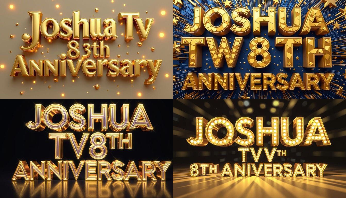 Golden 3D Text Art for Joshua Tv 8th Anniversary