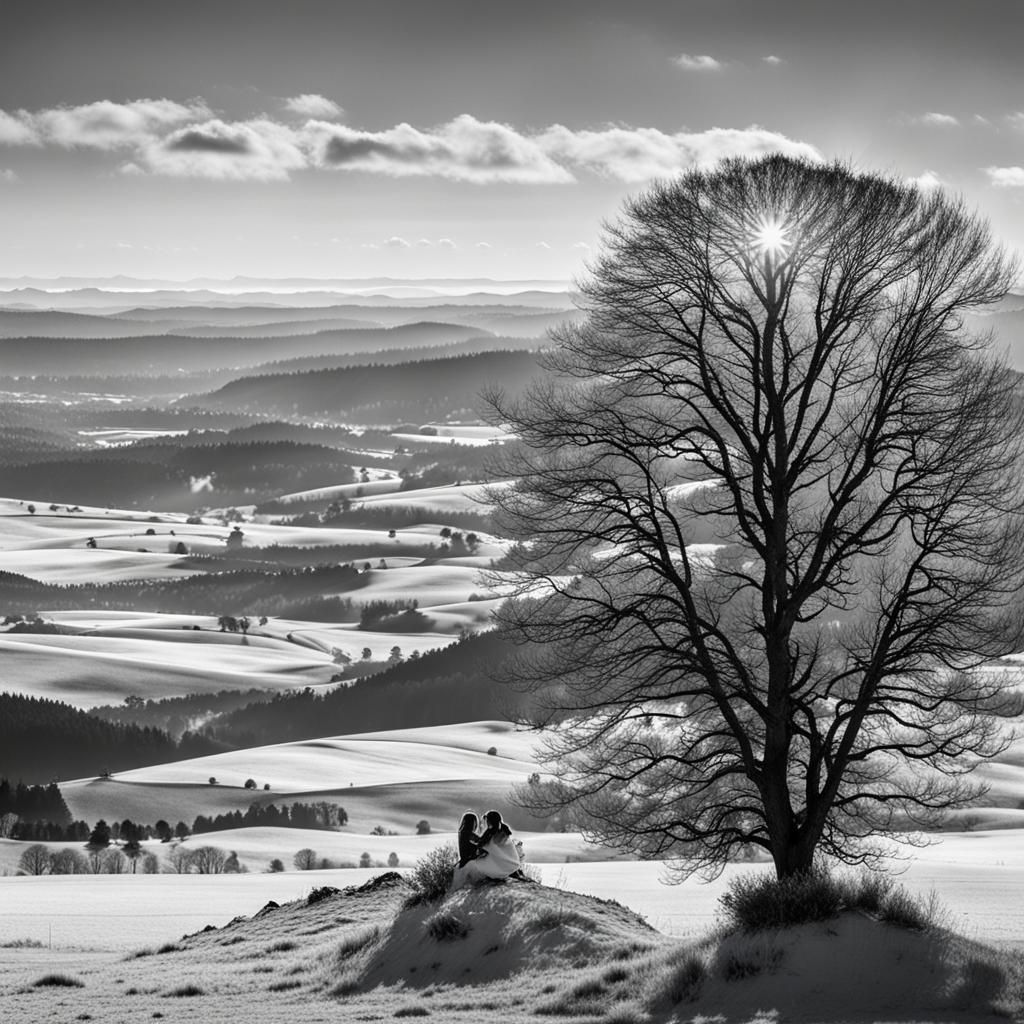 Solitary Mountain Landscape in Comic Book Art