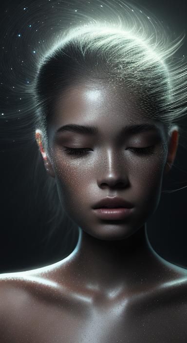 Lady of Light: Ethereal Pencil Sketch with Glowing Features