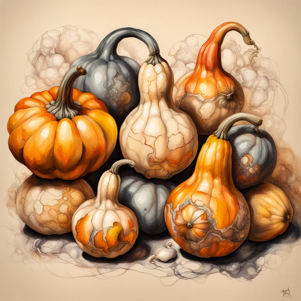 Glitch Art Gourds with Pyrography Details