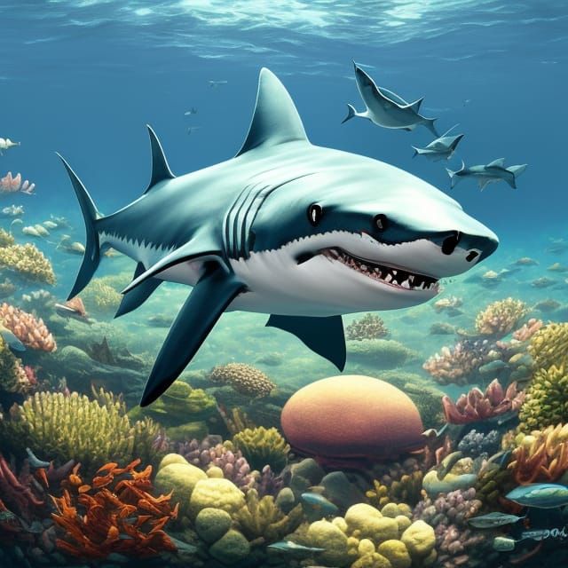 Hyperdetailed Shark Postage Stamp in 8k Resolution