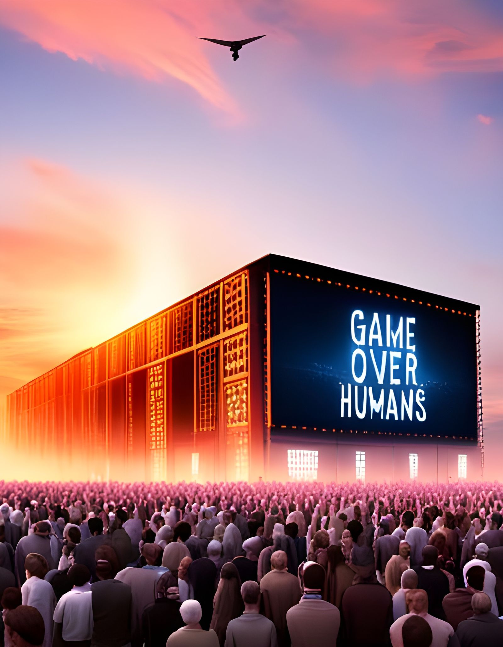 Burning Billboard Declares "Game Over Humans"