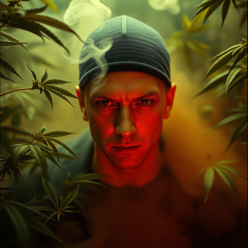 Eminem in a Haze of Smoke: Cinematic Film Still