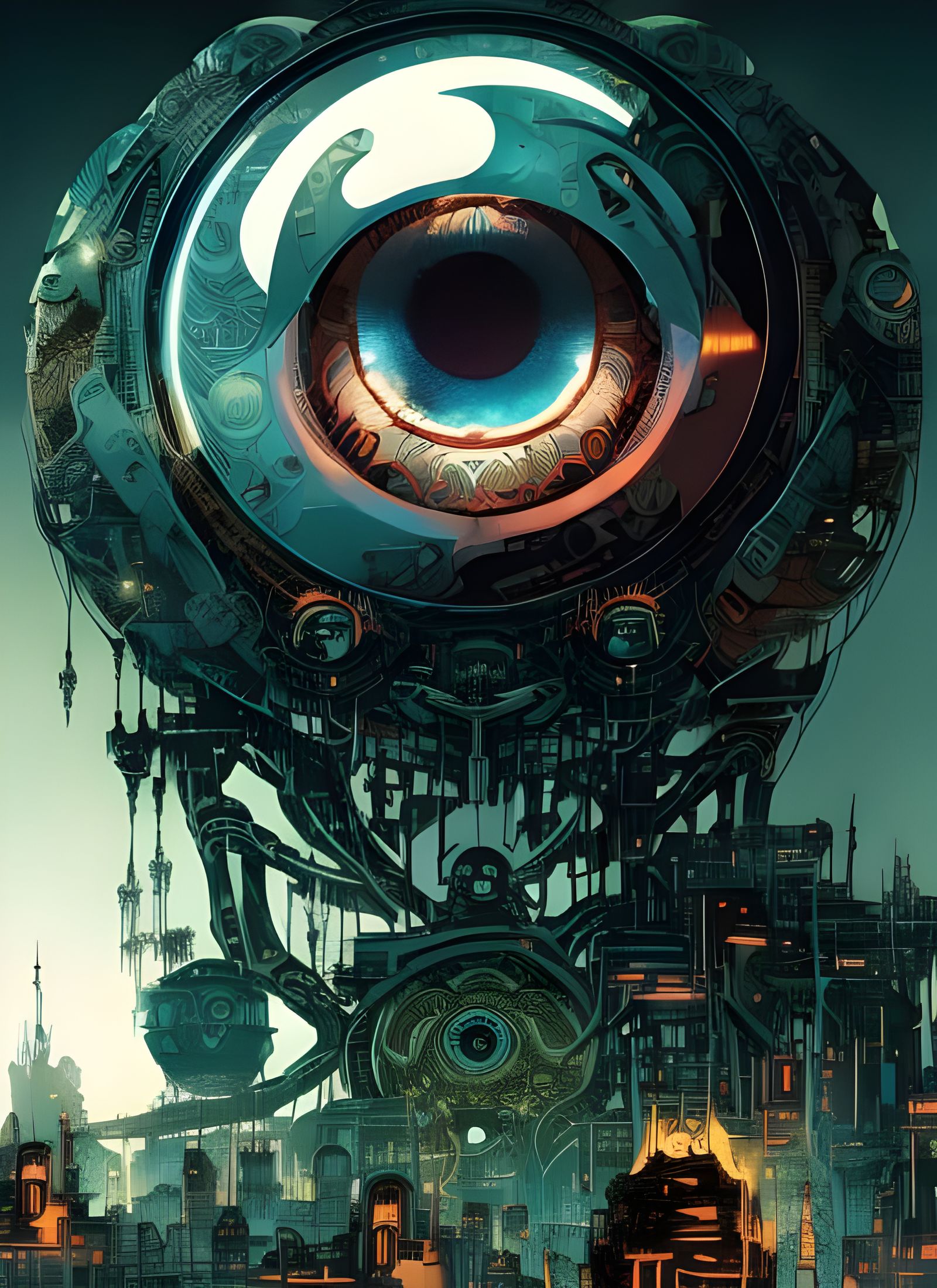 Robotic Eyeball in Hyperrealistic Sci-Fi Style