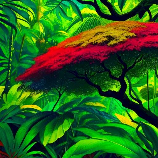 Abstract Rainforest Painting with Broad Brush Strokes