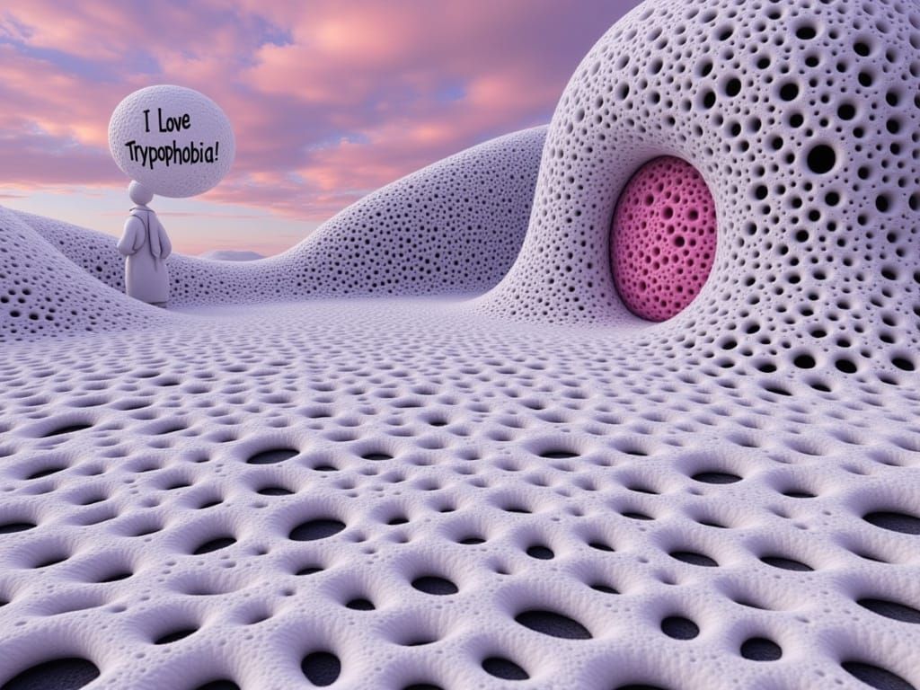 Surreal Landscape with Figure and Spongy Text Bubble