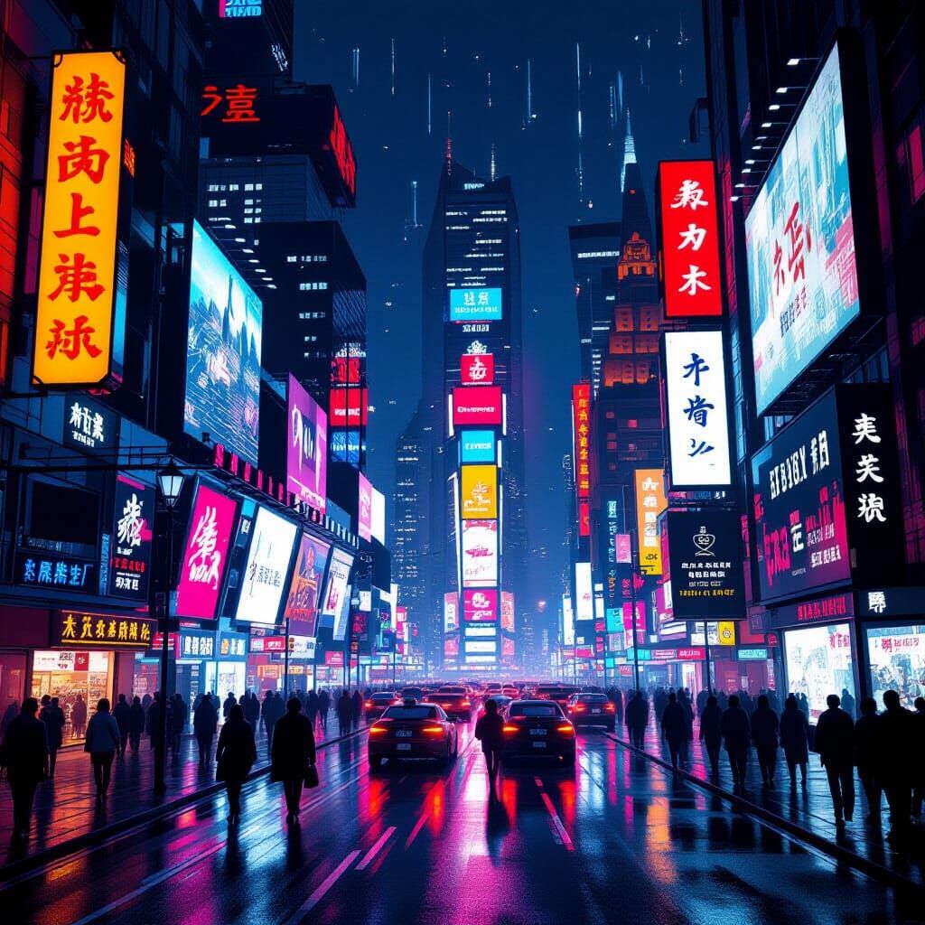 Night City Street in Cyberpunk Style