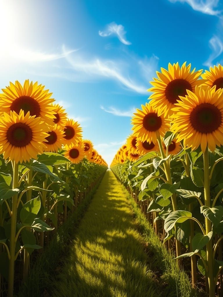 Vibrant Summer Sunflowers in Golden Light