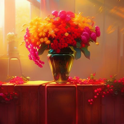 Floral Vacuum Cleaner in Digital Art Style