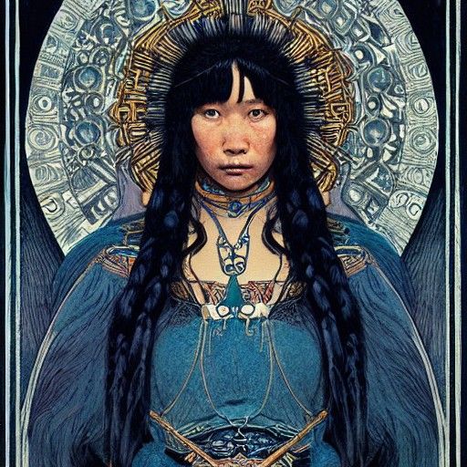 Tarot Style Inuit Girl in Rococo Setting