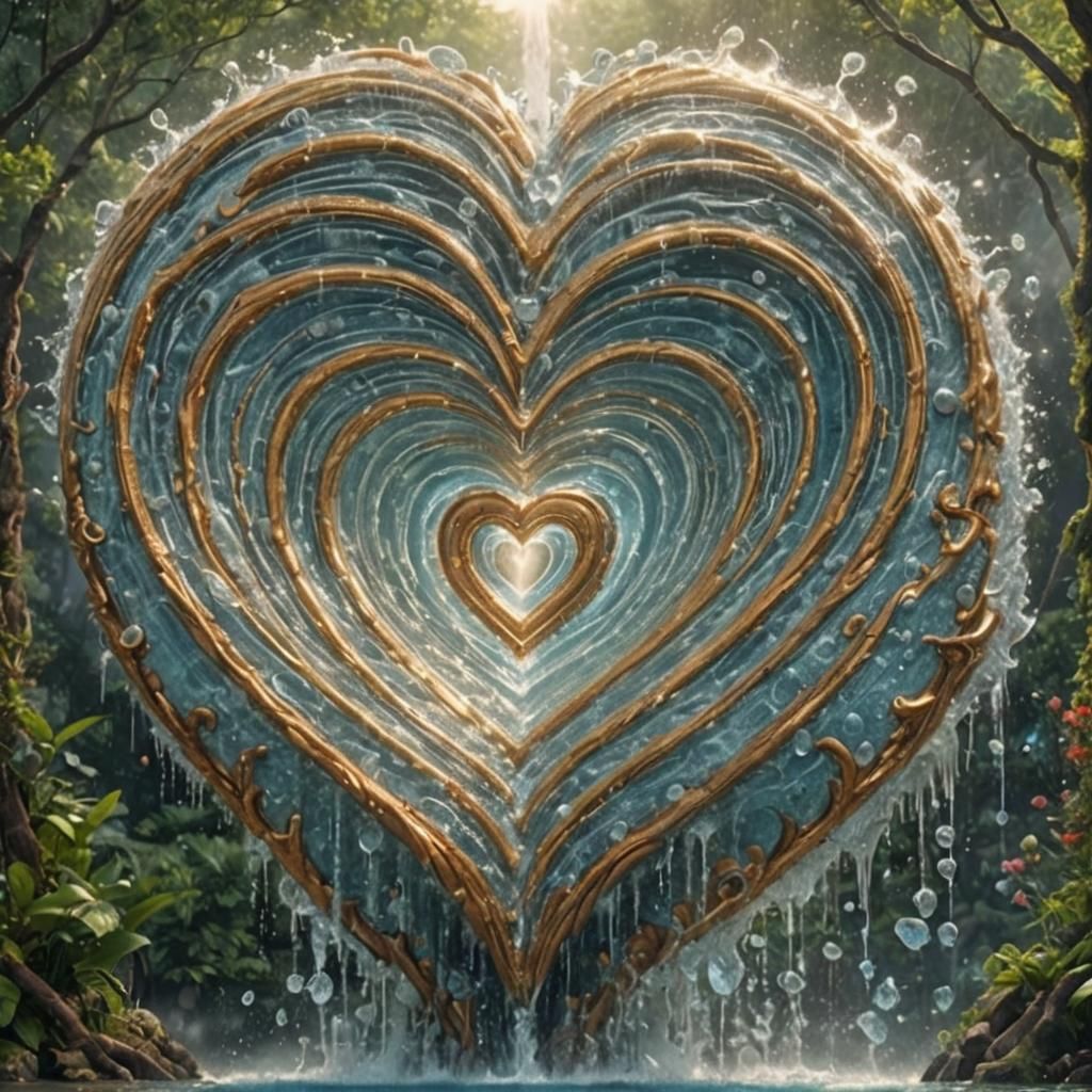 Heart-Shaped Fountain: Epic Digital Matte Painting