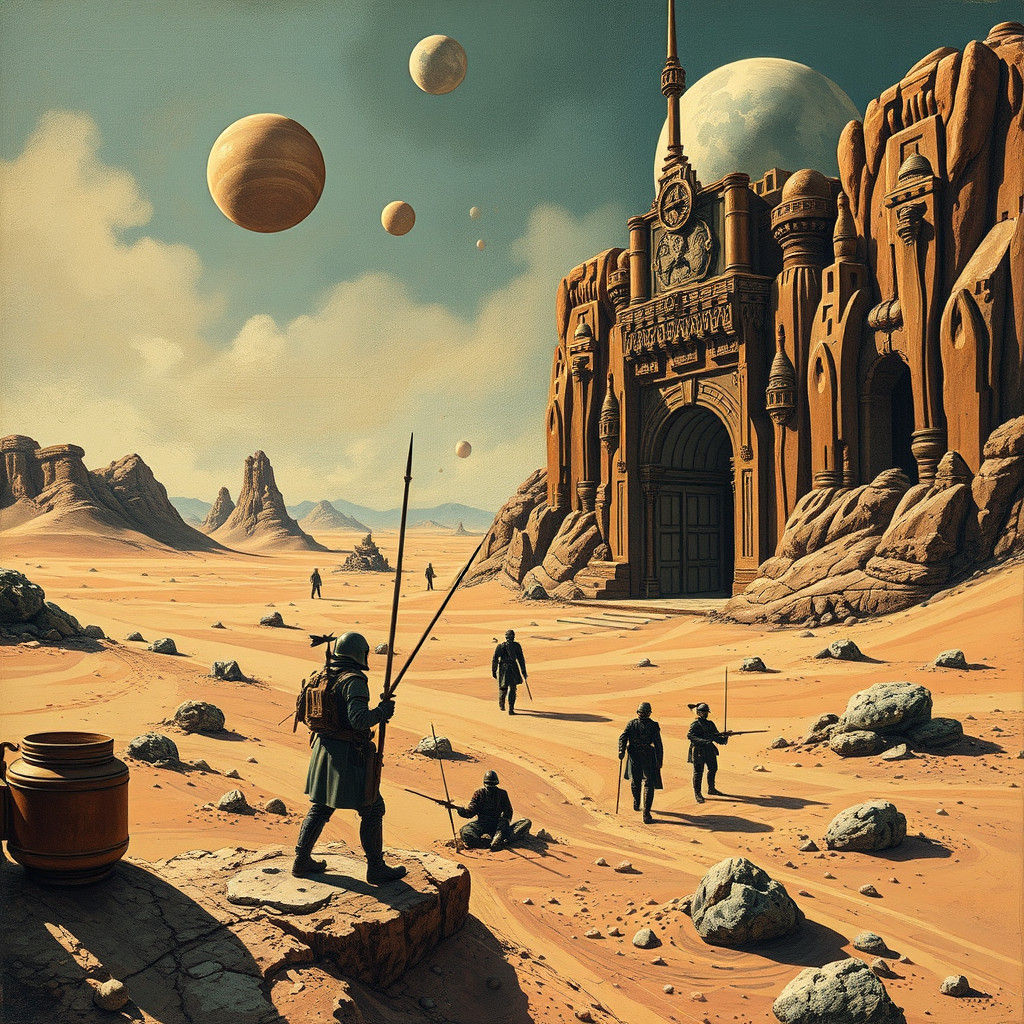 Dune Scene as Surreal Art Deco Heavy Metal