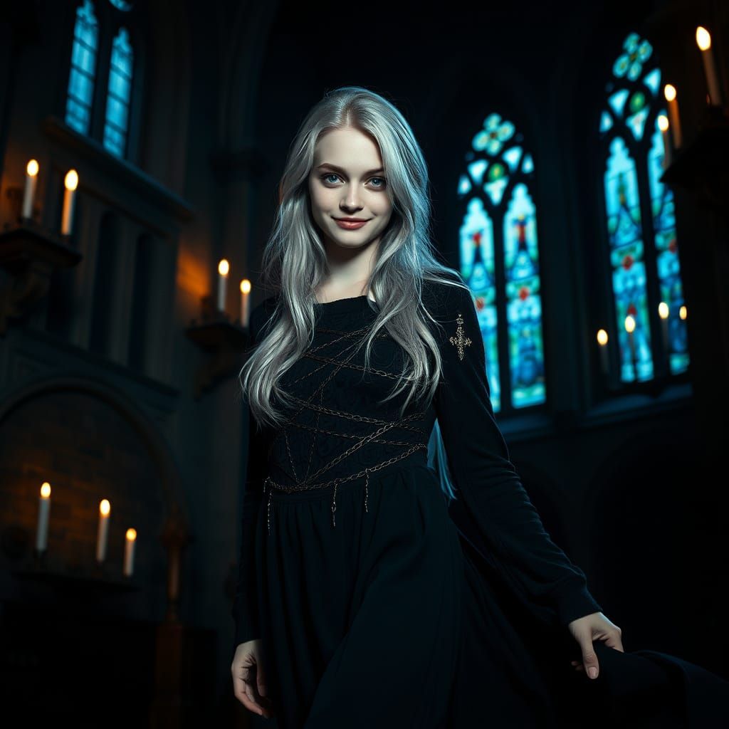 Mysterious Gothic Goddess in Dark Romantic Style