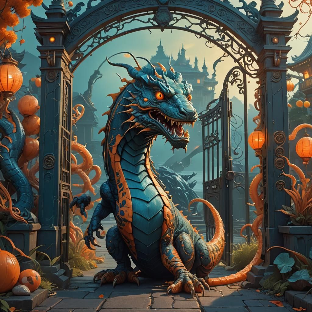 Basilisk Guards Tiger Squid Gate: Fantasy Concept Art