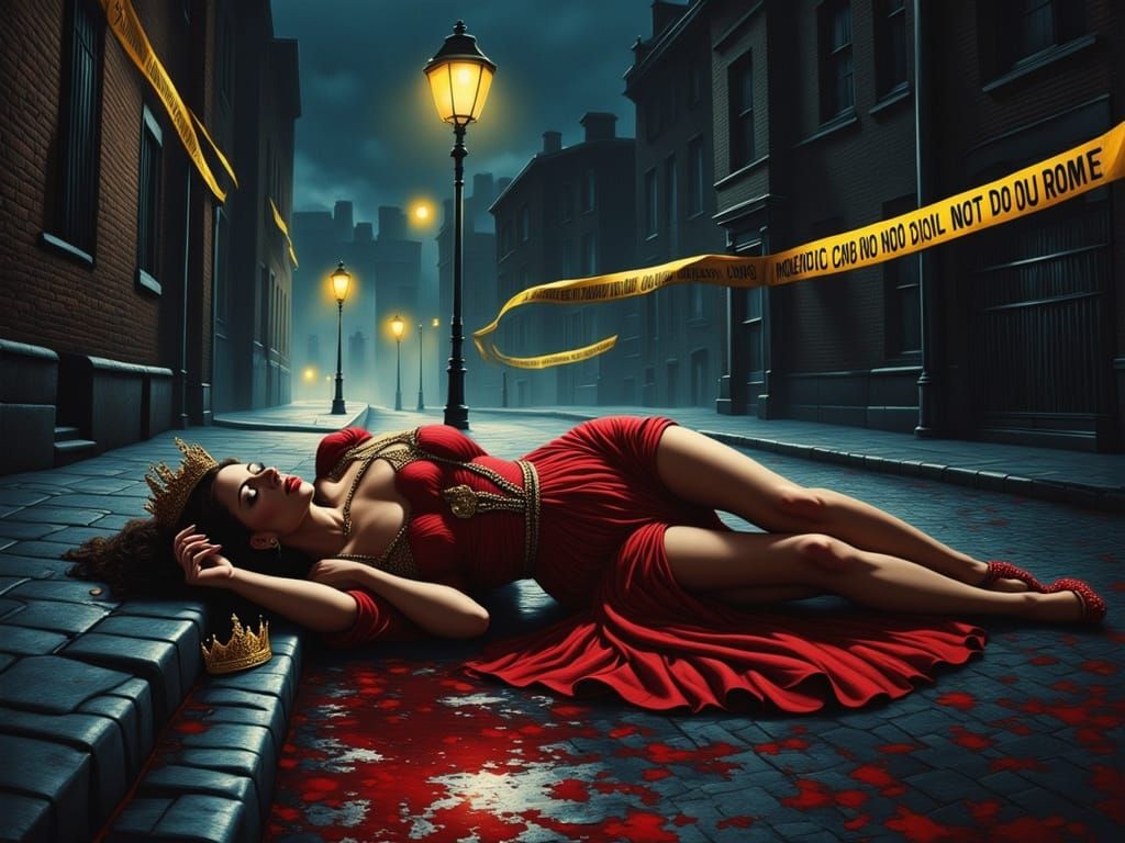 Film Noir Scene: Fallen Queen in the Rain