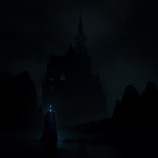 Moonlit Androgynous Child in Surreal Mansion