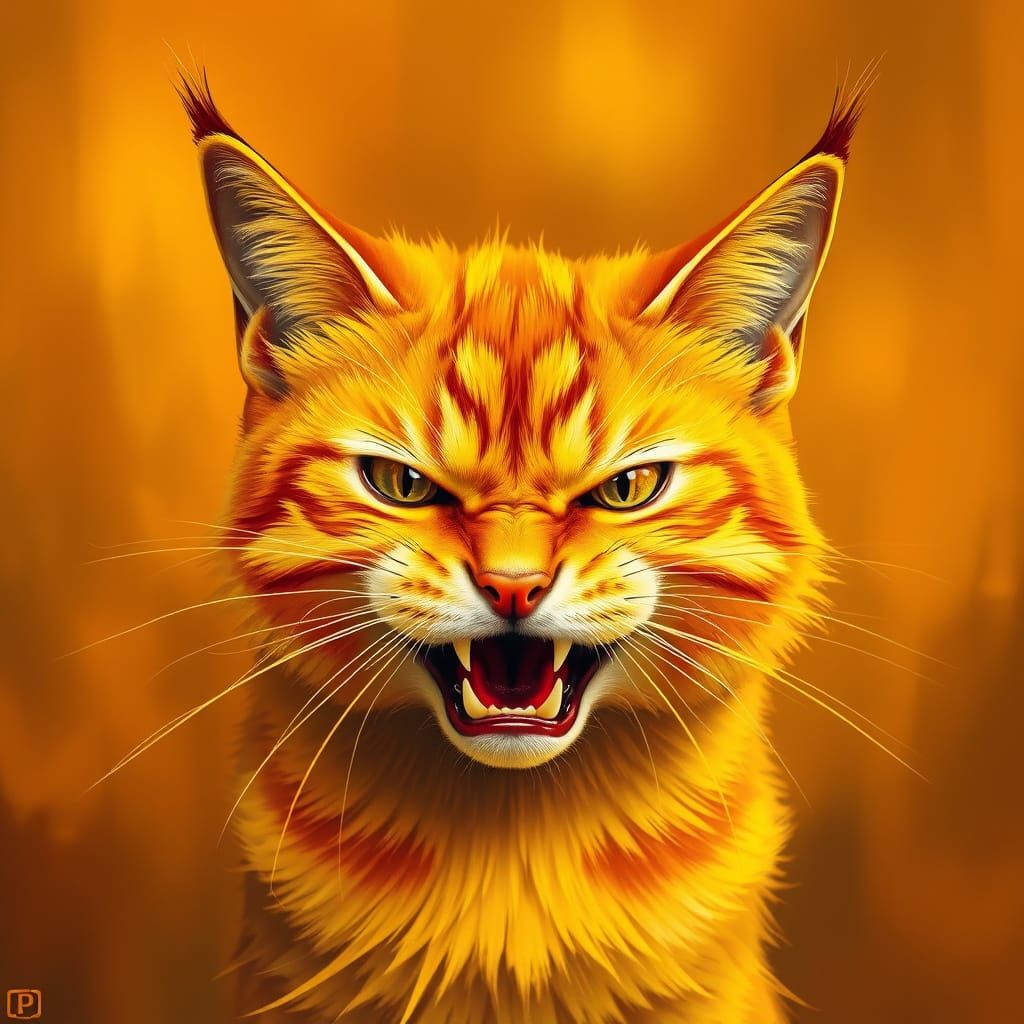 Vibrant Yellow Feline Portrait