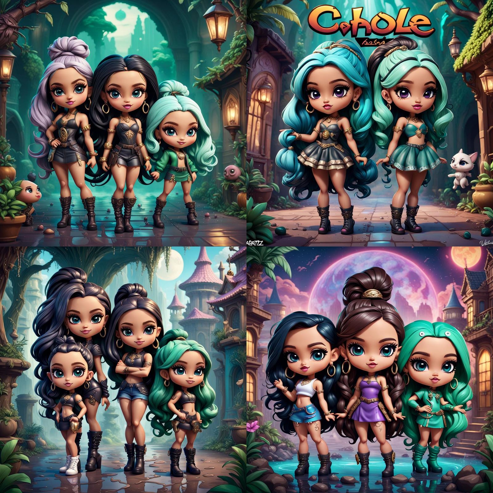 Chibi Bratz Poster: Detailed Matte Painting