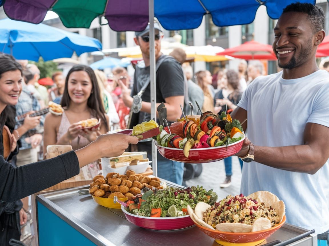 Vibrant Vegan Street Food Market in Florida
