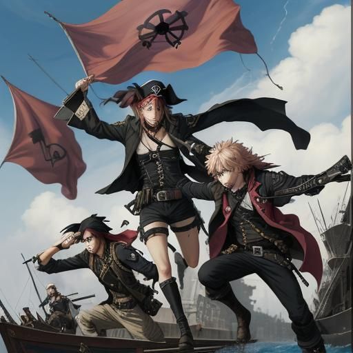 Anime Pirates Stealing Supplies in Manga Style
