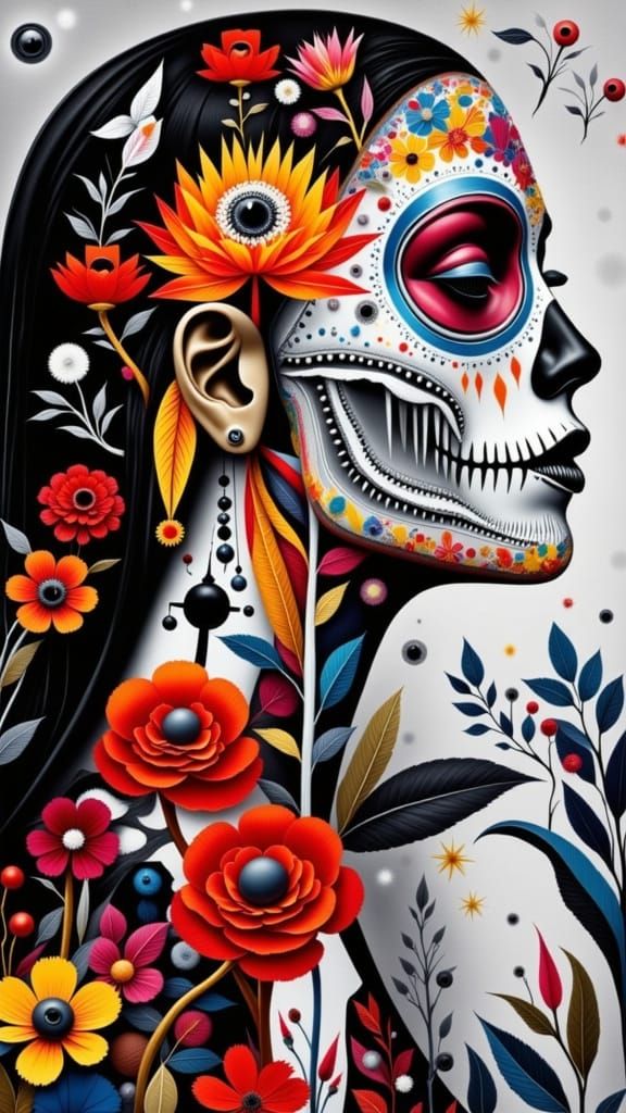 Punk Madonna in Geometric Collage Style