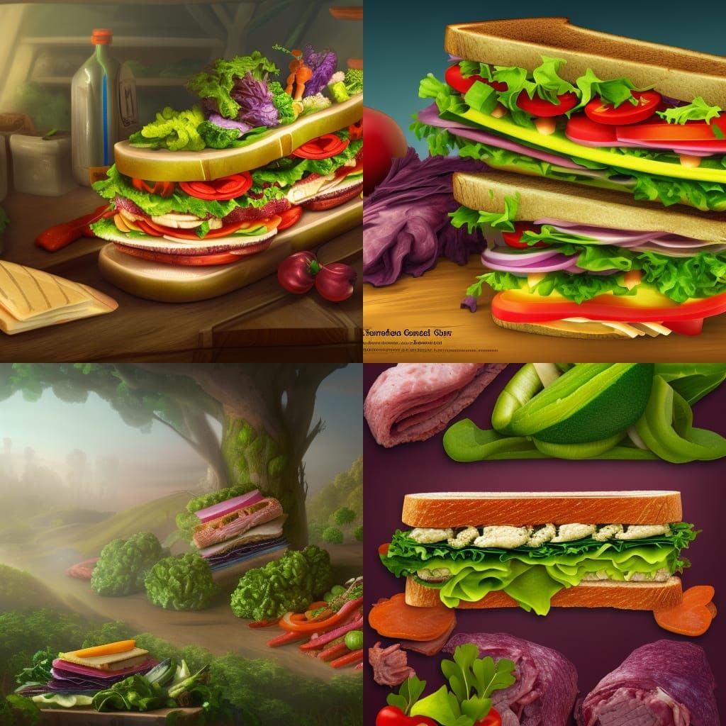 Garden Veggie and Meat Sandwich: Fantasy Concept Art