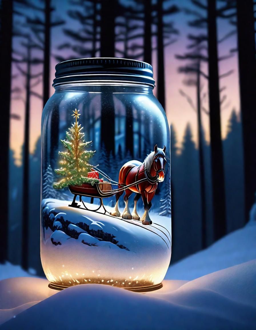 Clydesdale Horse Sleigh Ride in Mason Jar