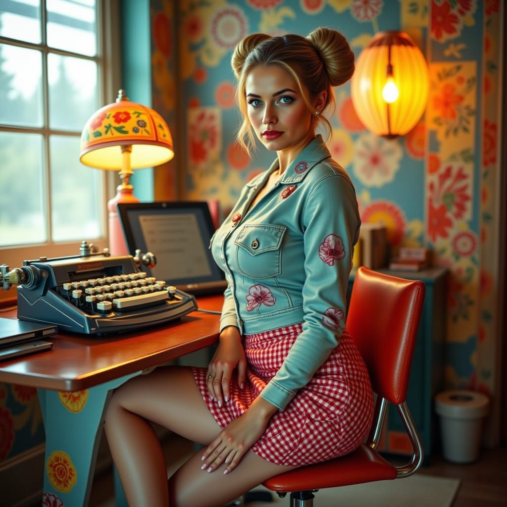 Pop Art 1960s Secretary at Work