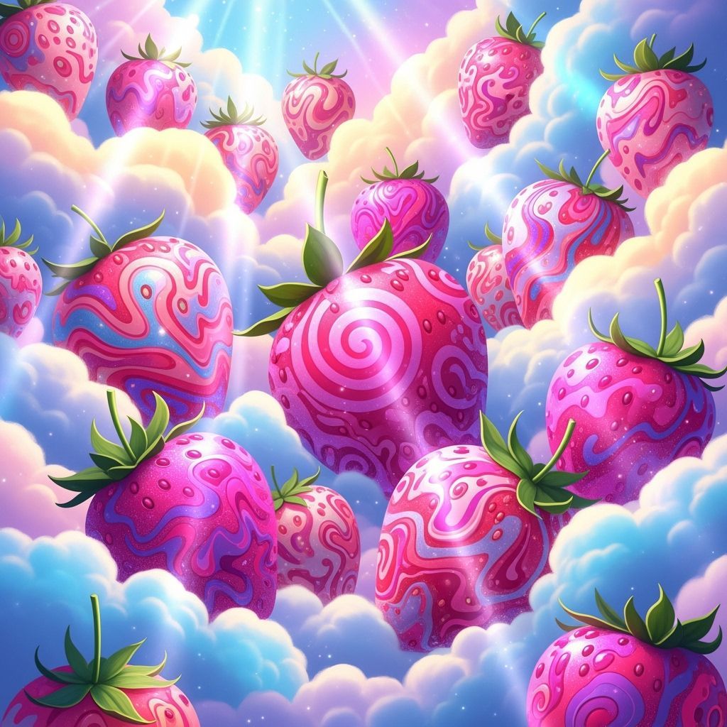 Psychedelic Pink Strawberries in Dreamlike Digital Art