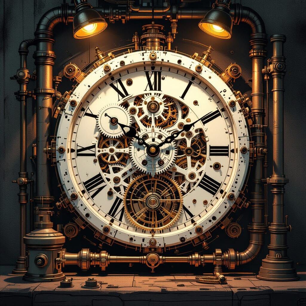 Intricate White Steampunk Clockwork Mechanisms